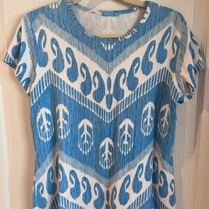 J. McLaughlin Blue and White Top